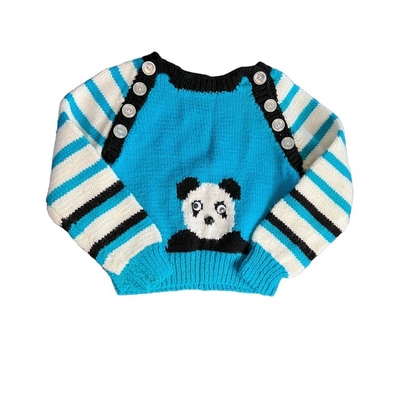 Vintage Handknit Panda Bear Sweater - Picture 1 of 11